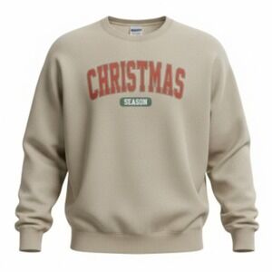 Christmas Season Gildan Heavy Blend Crewneck Sweatshirt Beige Large‎